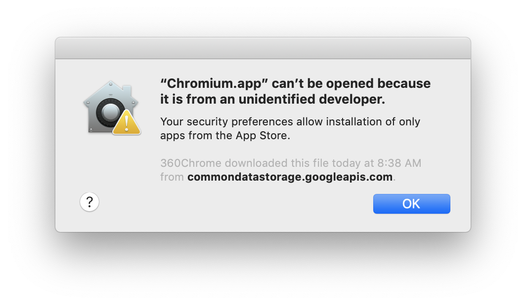 can’t be opened because it is from an unidentified developer.